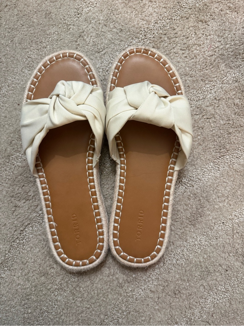 torrid Cream Knotted Espadrille Slide Sandals